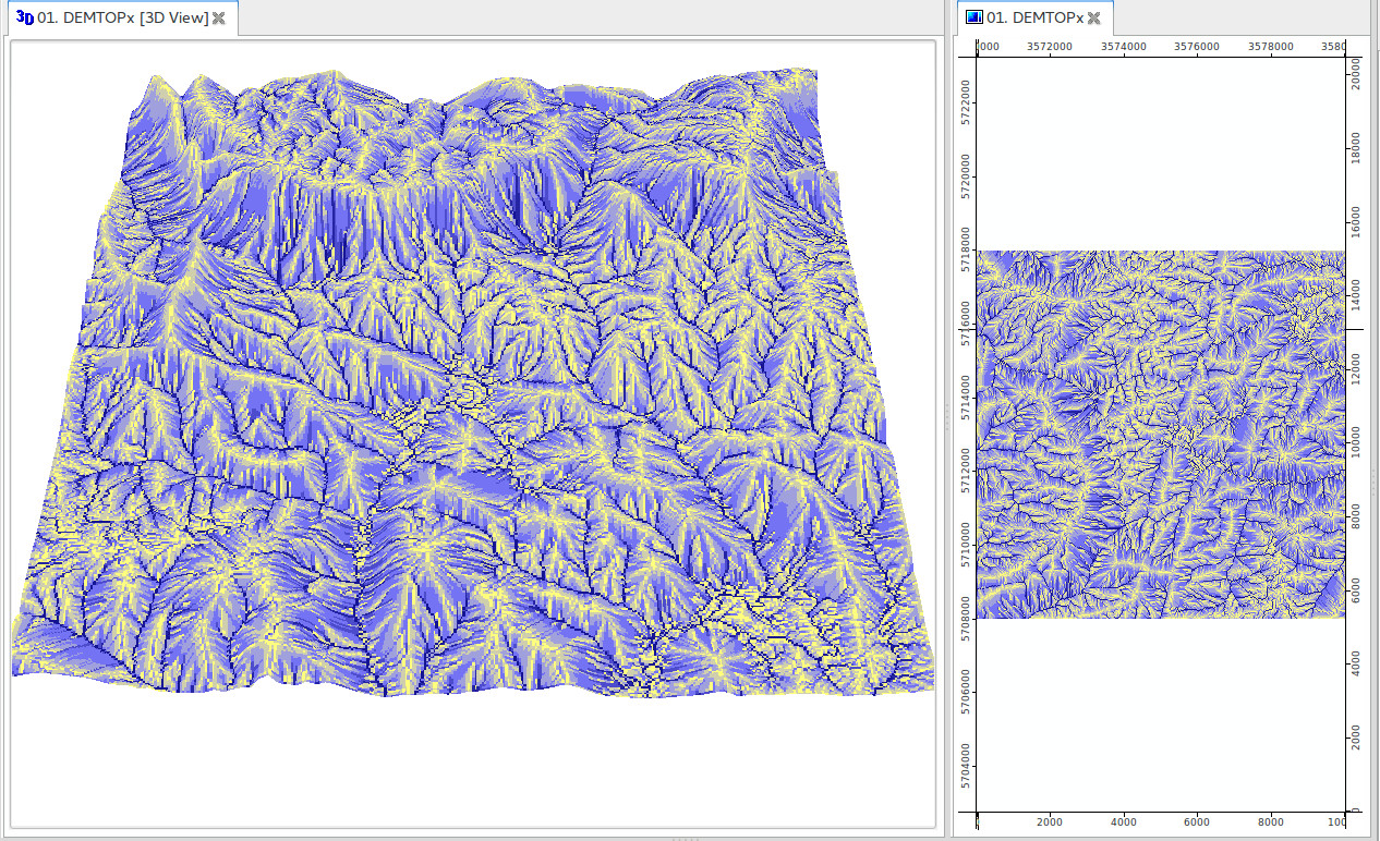 Hydrological flow accummulation map based on the Ebergotzen DEM derived using WhiteboxTools.